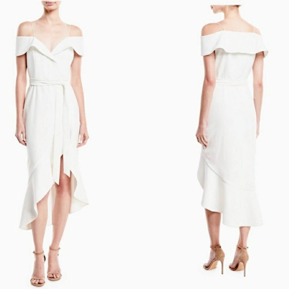 SOLD NWT Alice + Olivia Josie Off Shoulder Wrap Dress - Picture 1 of 16